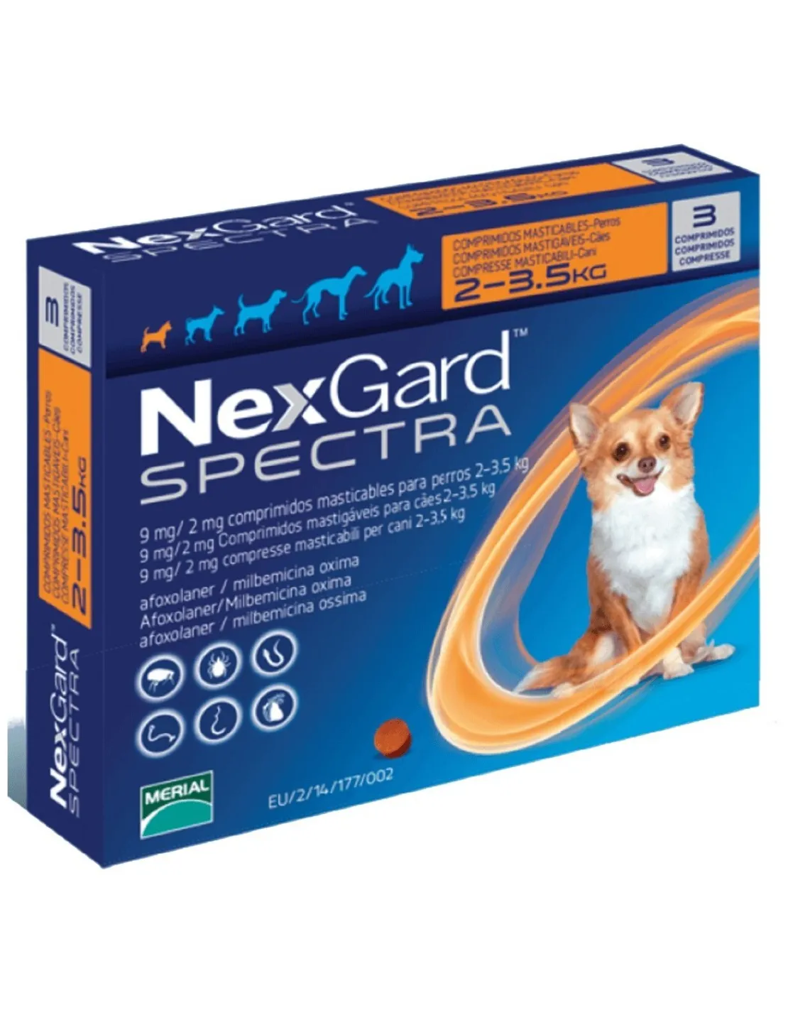 Spectra 3 Comprimidos 2 a 3,5 Kg.*Nexgard New