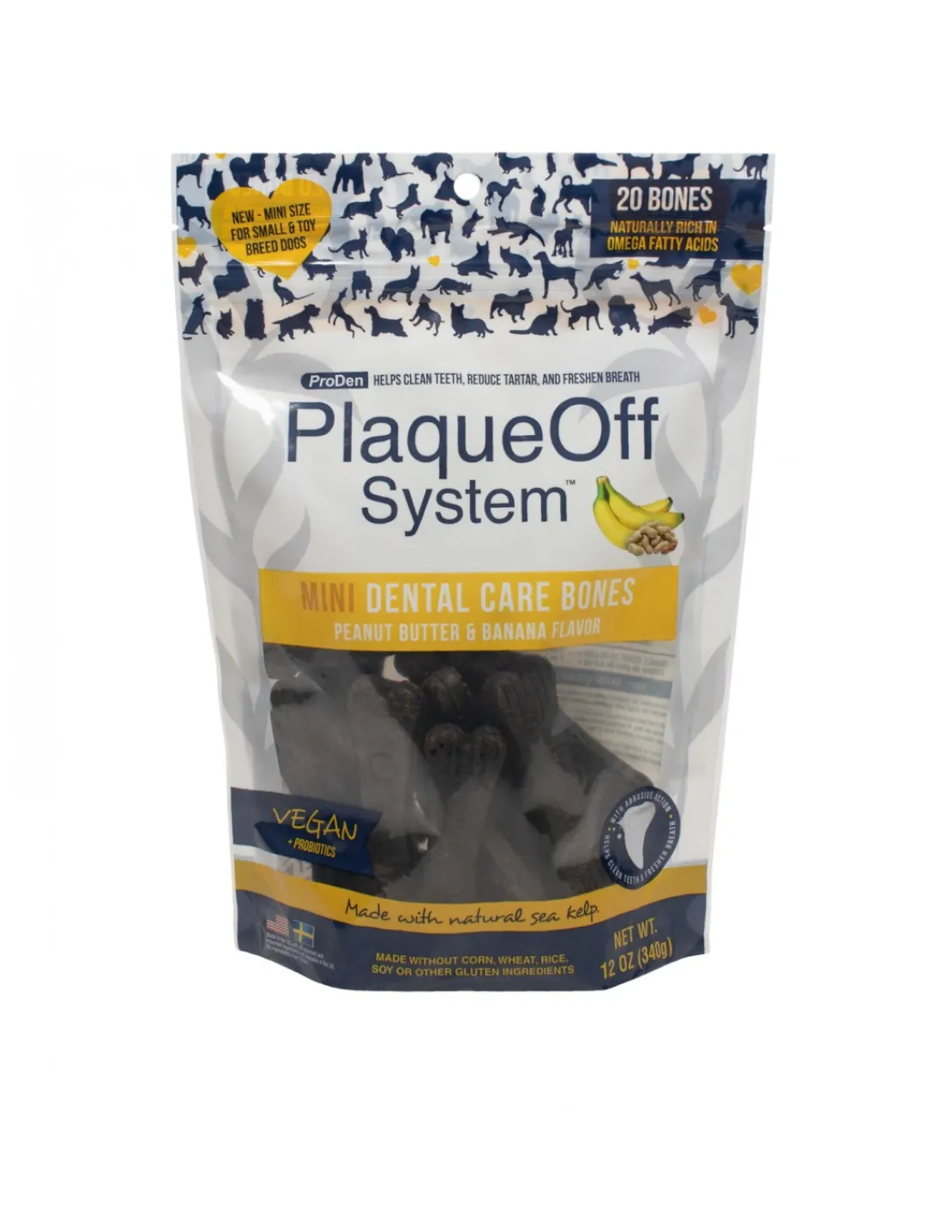Mini Dental Care Bones Peanut Butter & Banana 340 grs.*PlaqueOff New