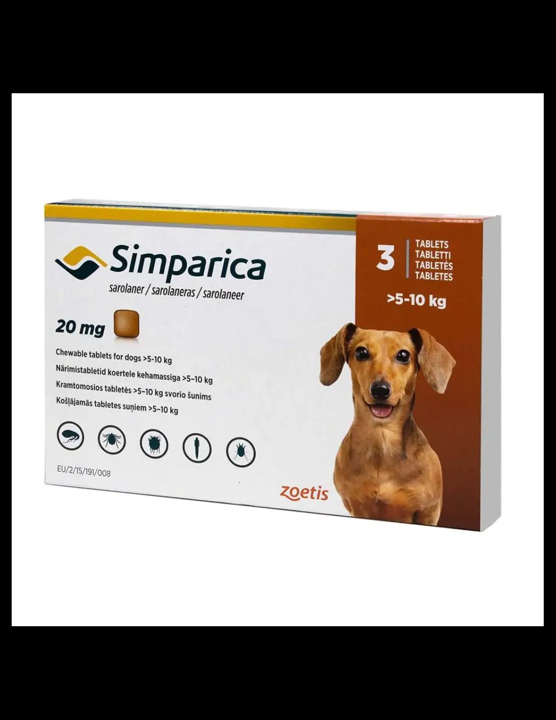 20 mg 5 a 10 kg. 3 comprimidos*Simparica New