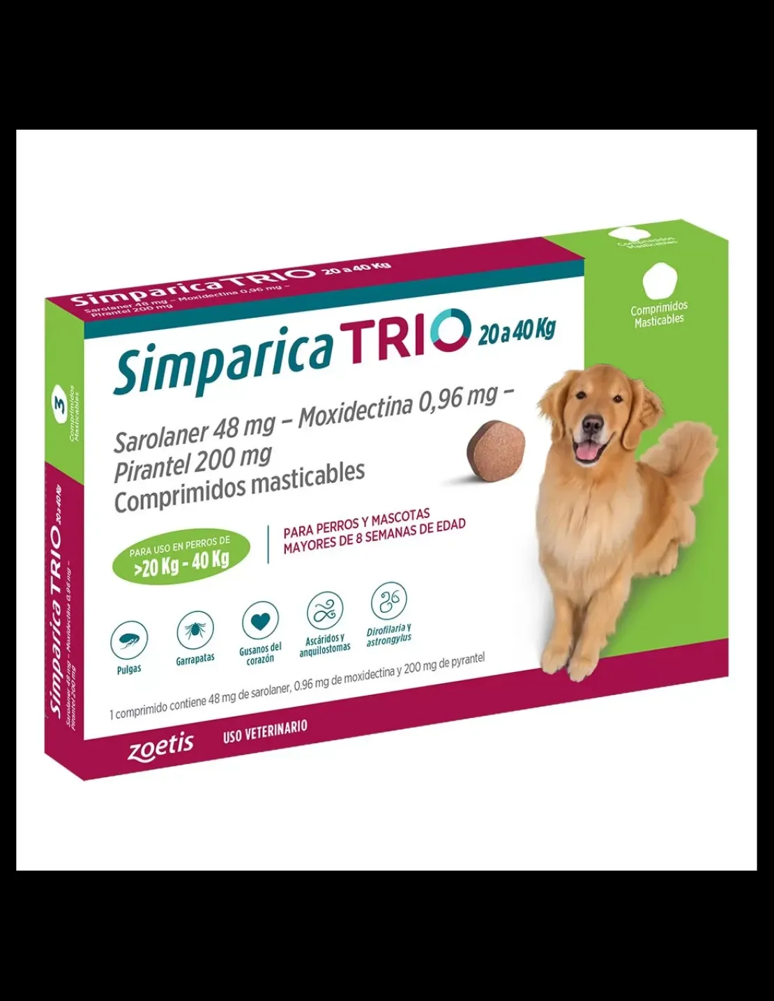 Trio 20 a 40 kg. 3 comprimidos*Simparica New
