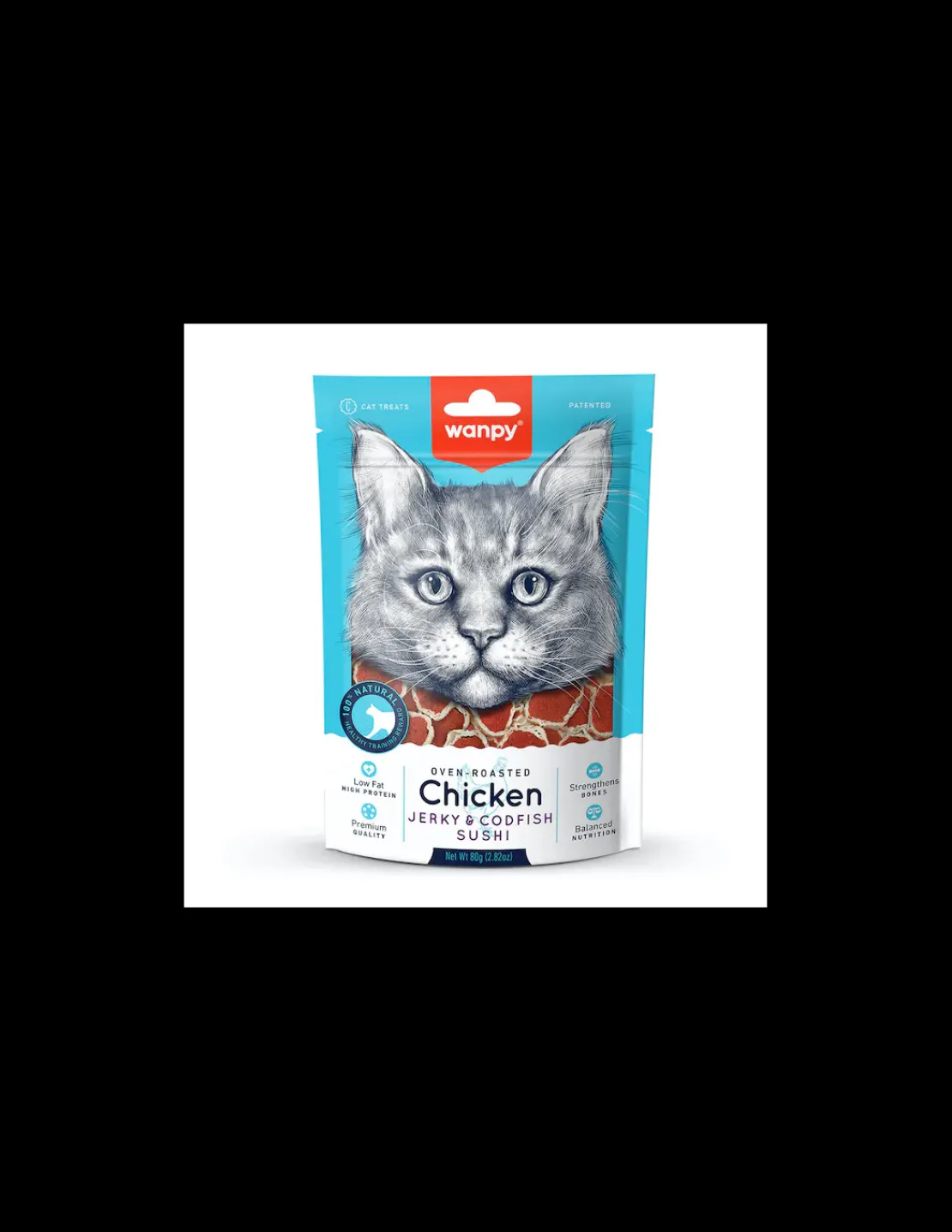 Jerky Chicken & Codfish Sushi Gato 80 grs.*Wanpy Outlet