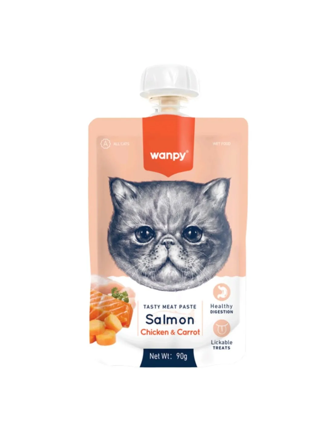 Tasty Meat Paste Salmon Chicken & Carrot Gatos 90 grs.*Wanpy Best